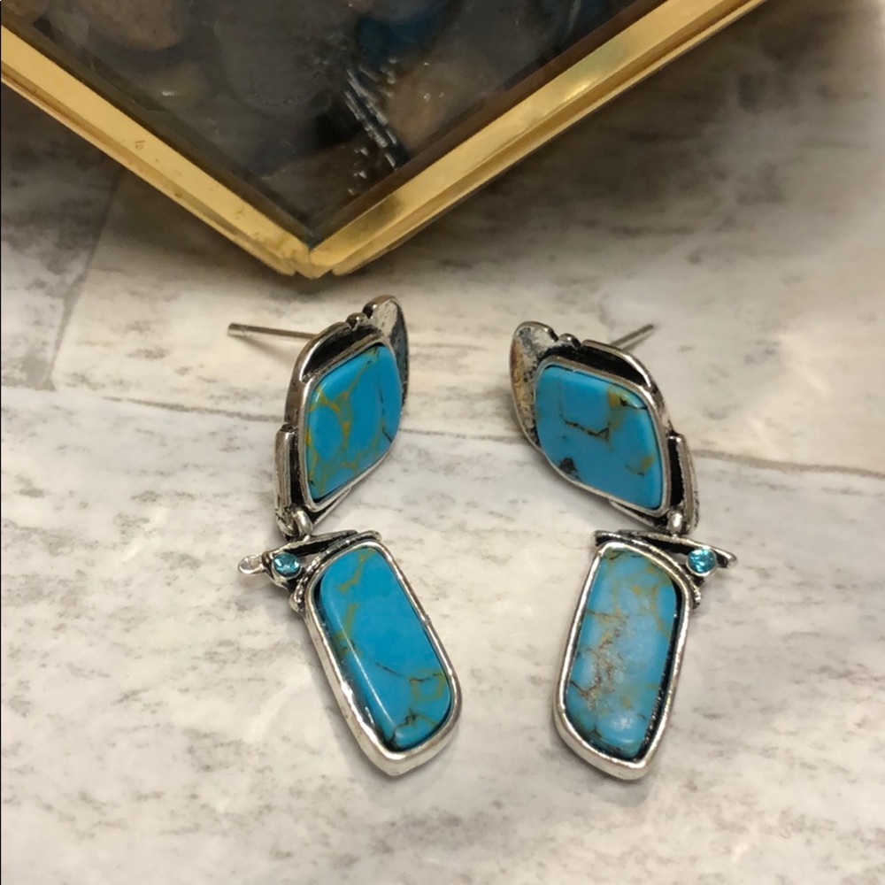 Faux turquoise and silver earrings